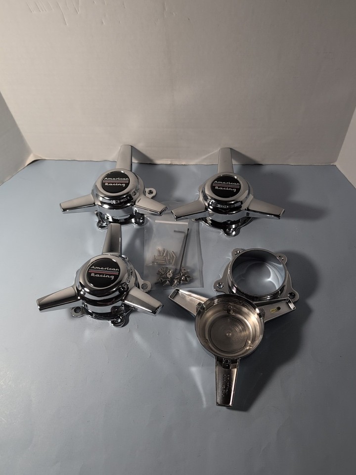 4 AMERICAN RACING TORQ THRUST D VN105 CAPS 3 BAR SPINNERS WHEELS W/BL ...