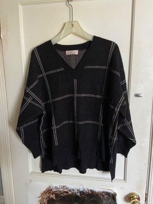 Philosophy Woman Republic Clothing Black Plaid Grid Sweater 3X Preppy Essential