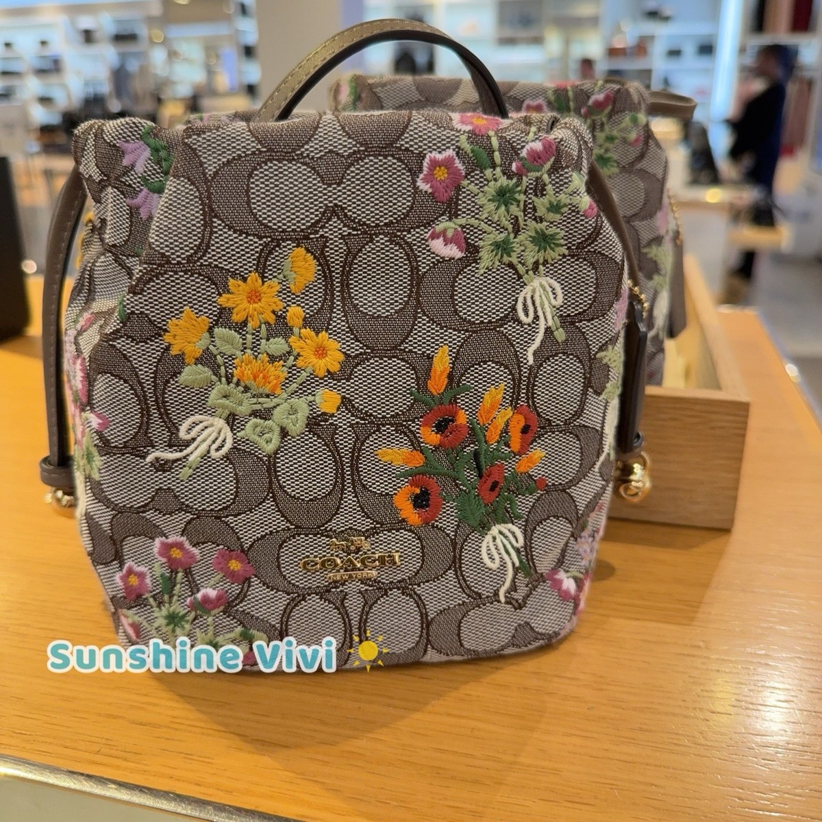 NWT Coach Faye Mini Drawstring Bag Signature Jacquard Floral