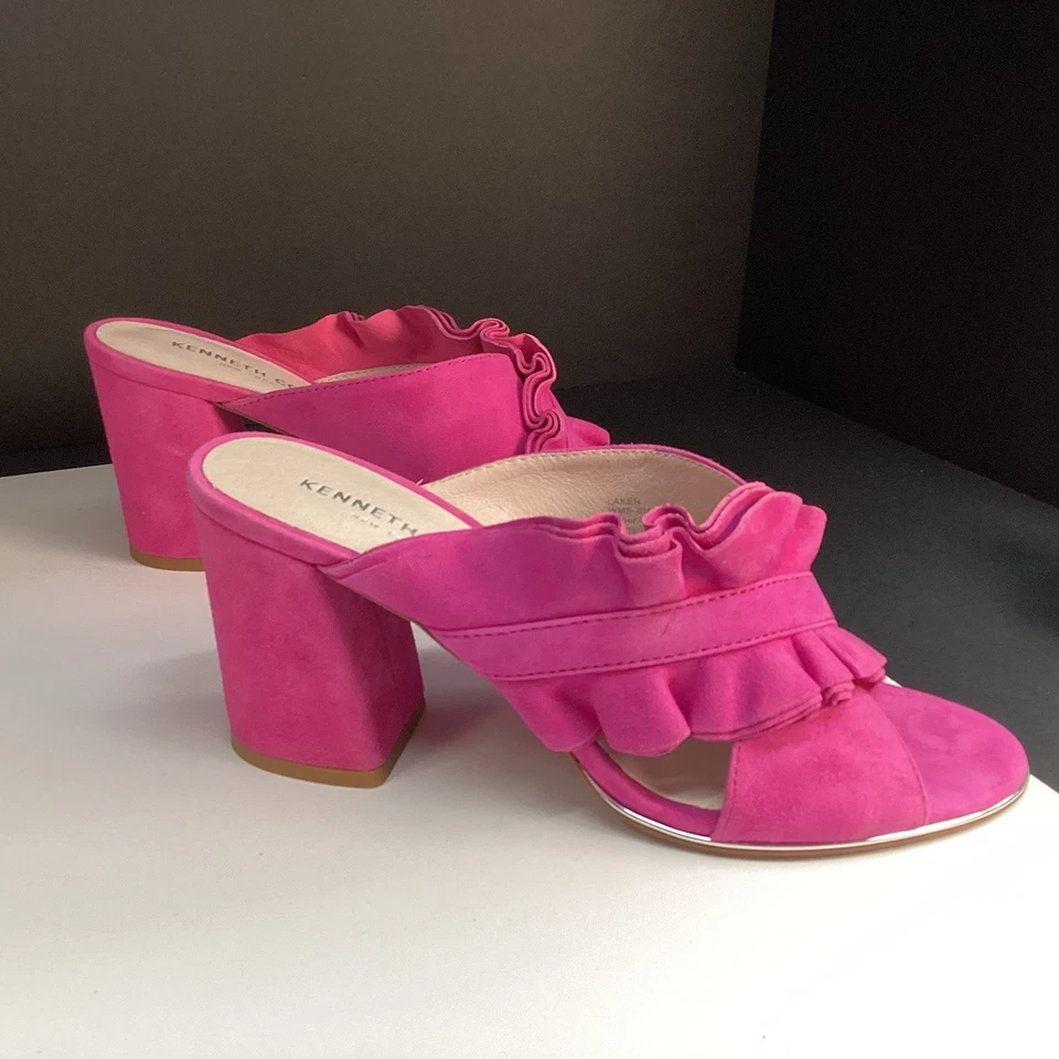 Kenneth Cole Talla 8 Mujer Rosa Laken Volantes Correa Deslizable Tacón Sandalias/Zapatos  Foto 3 de 4