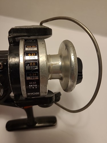 Carrete de pesca giratorio potente vintage Ryobi DX Nº 3 carrete ancho de aleación de Japón - Imagen 8 de 16