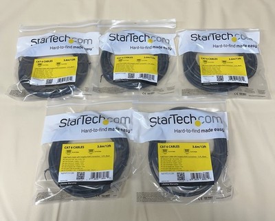 LOT OF 5 StarTech 12ft CAT6 Snagless Ethernet Cable -  N6PATCH12BK Gigabit UTP