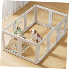 Clear Acrylic Dog Playpen with Door,23.6" Puppy 23.6 Inch-H 10 Panel White-10