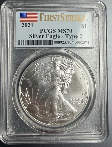 2021 $1 Silver American Eagle Type 2 PCGS MS70 First Strike