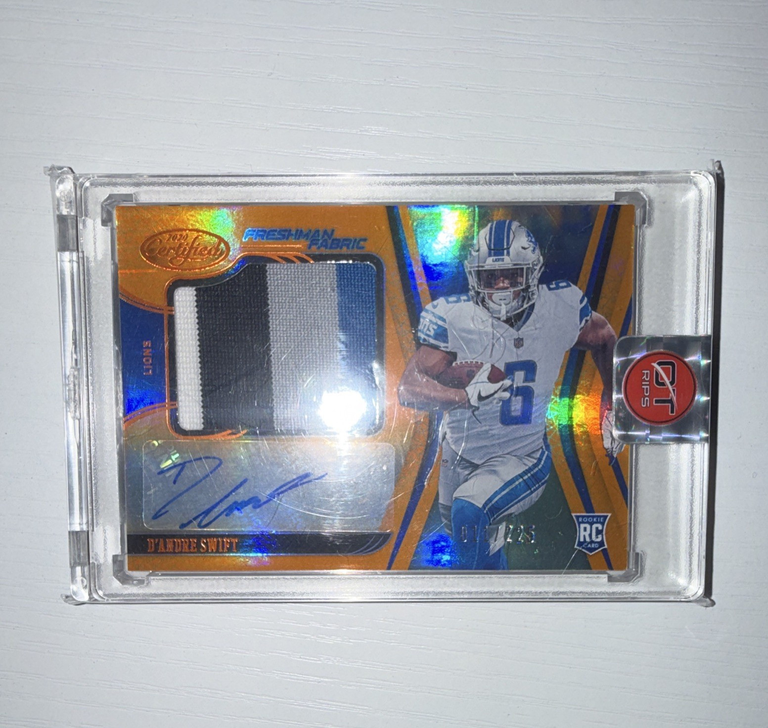 D'Andre Swift RC Panini 2020 Certified Auto Patch Freshman Fabric /25 #209