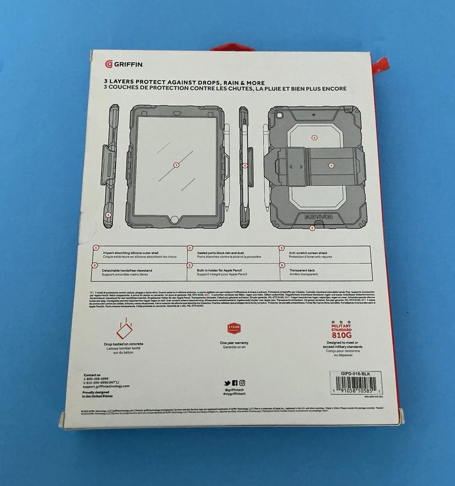 Griffin Survivor Todo Terreno Compatible con iPad 10.2", Negro Foto 2 de 4