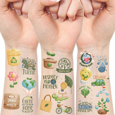 Save the Earth Tattoos 210 Pcs Day Temporary for Kids green
