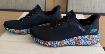 SKECHERS WOMEN'S BOBS SQUAD CHAOS SIZE: 9.5 COLORSTRIDE MOTION SLIP INS 117253