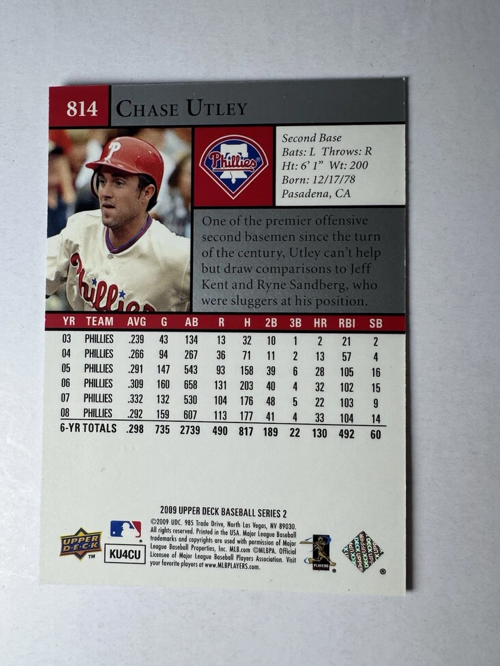 Upper Deck 2009 - Chase Utley #814 dorado/99 Foto 3 de 3
