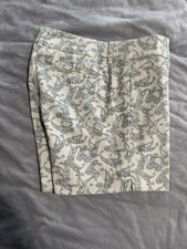 The Limited Women's Size 6 Cream Black Paisley Pocketed Flat Front Chino Shorts