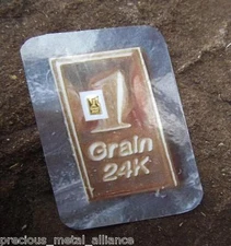 1 GRAlN (NOT GRAM) GR 24K PURE FINE GOLD BULLION  PROFESSIONALLY MINTED  BAR 