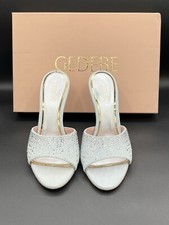 Gedebe Womens Gigi 100 Denim Crystal Embellished High Heel Open Toe Sandals 825