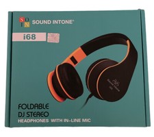 i68 Sound Intone Foldable DJ Stereo Headphones 3.5mm w/In-line Mic, Collapsible