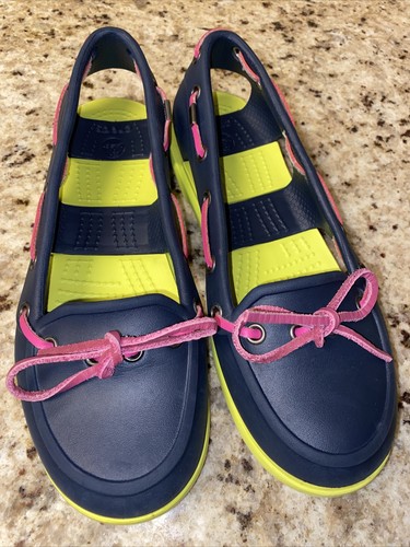 Crocs Womens Boat Shoes Blue/yellow 