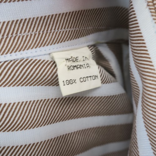 Ermenegildo Zegna Button Up Shirt Mens Large Brown Light Blue Striped - Picture 8 of 8