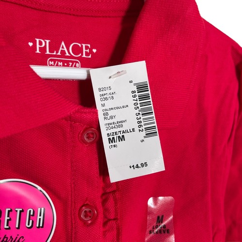 Children's Place Blouse Girl's Medium Red Popover Ruffle Button Long Sleeve NWT - Picture 4 of 9