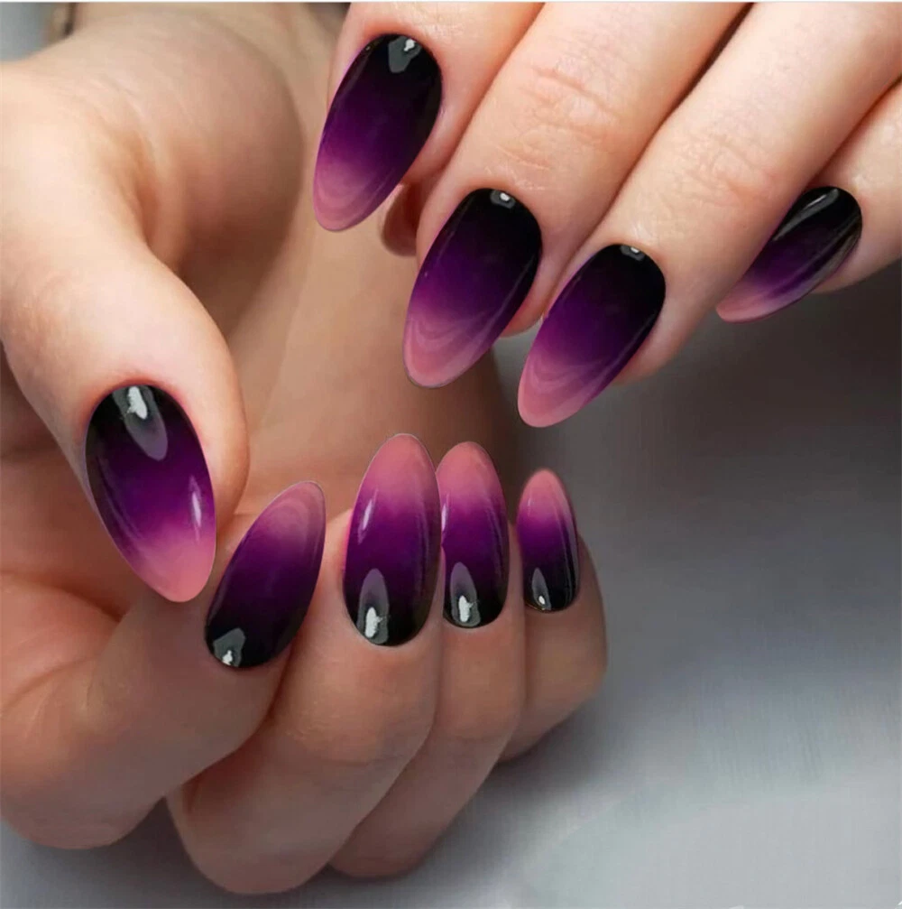 Black and on sale purple acrylic nails