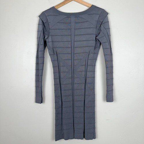Kardashian BeBe Dress Women M Grey Bandage Coquette Party Cocktail Office Siren - 第 2/15 張圖片