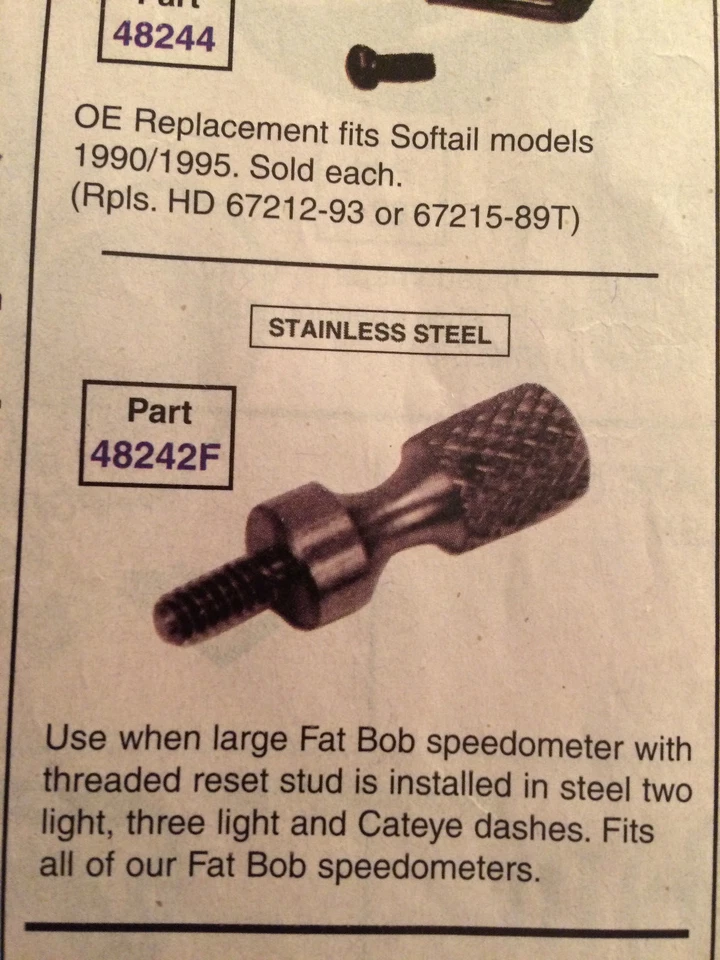 PERILLA DE REINICIO ODÓMETRO PARA VELOCÍMETRO HARLEY FAT BOB ACERO INOXIDABLE 4-40 roscas Foto 2 de 2