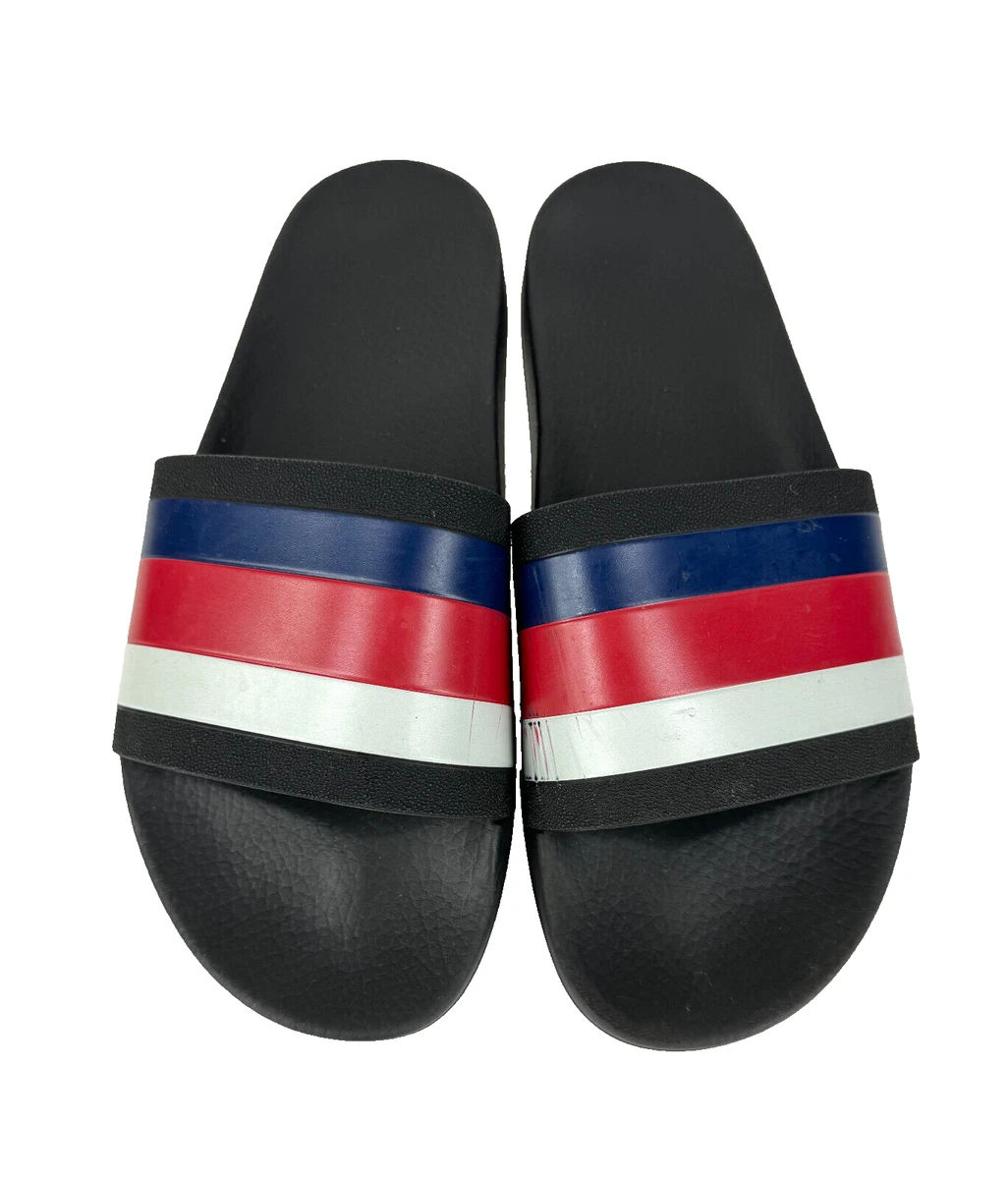 Gucci Auth Men 11.5 US 11 UK 45 EU Black Web Rubber Pool Slides Sandals Shoes
