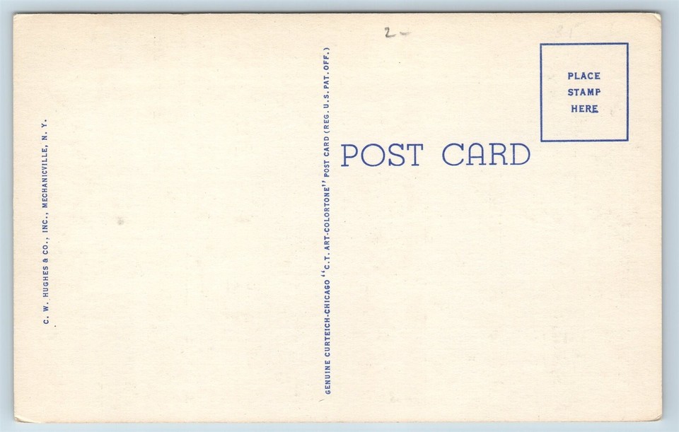 Postcard NY Schroon Lake Brown Swan Pub Gift Shop Post Office c1950s