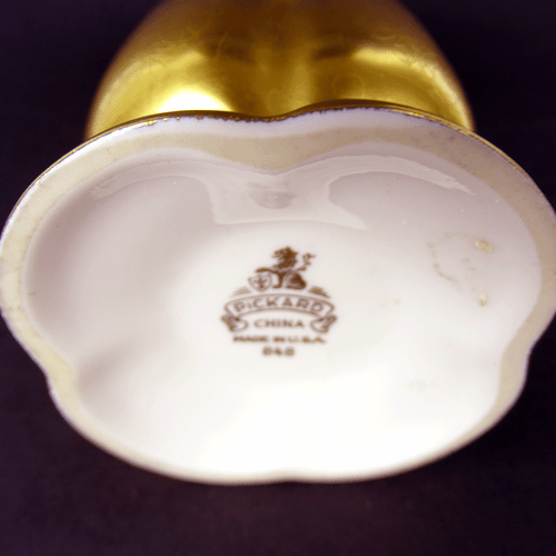 Art Déco Porzellan Vase Gold Overlay Blumen-Relief Pickard USA um 1930 - Picture 6 of 8