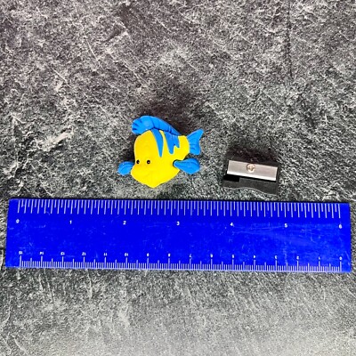 3D Disney Flunder Radierer, blaues Lineal & Bleistiftspitzer Kinder Schreibwaren Set