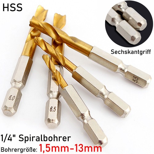 1.5-13mm Handhaben Bohrer Mit 1/4" Sechskantschaft Hss Spiralbohrer Bitaufnahme - Bild 2 von 40