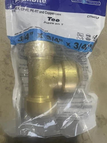 Jones Stephens C77440LF PlumBite Lead Free Push On Tee 1/2-In - Picture 1 of 3