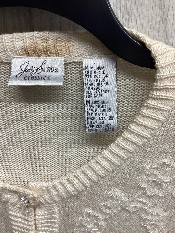 JACLYN SMITH Women's (Size M) Long Sleeve Button Down Cardigan Sweater *Stained* - Image 3 of 4