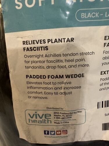 Vive Soft Night Splint Black Small New Plantar Fasciitis - Picture 4 of 4