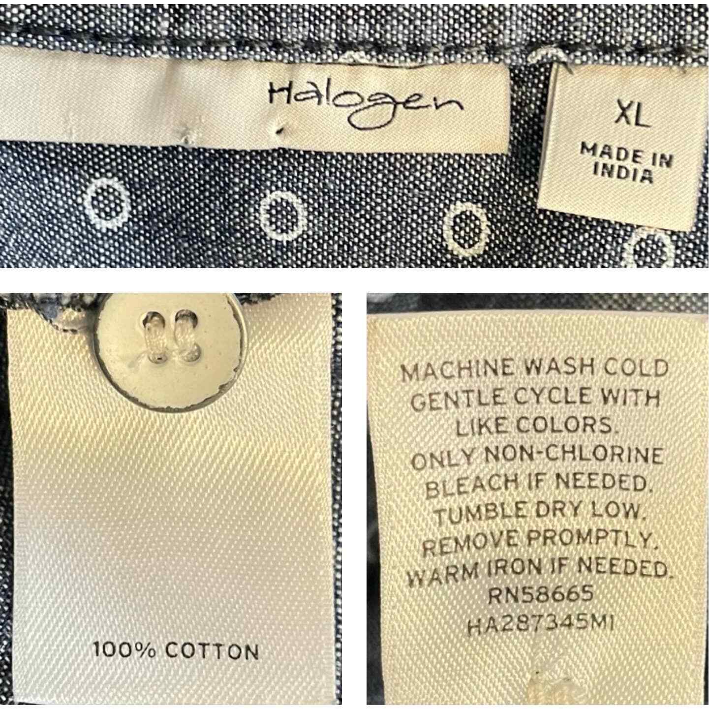 Halogen Blue Chambray Dot Cotton Button Down Shir… - image 4