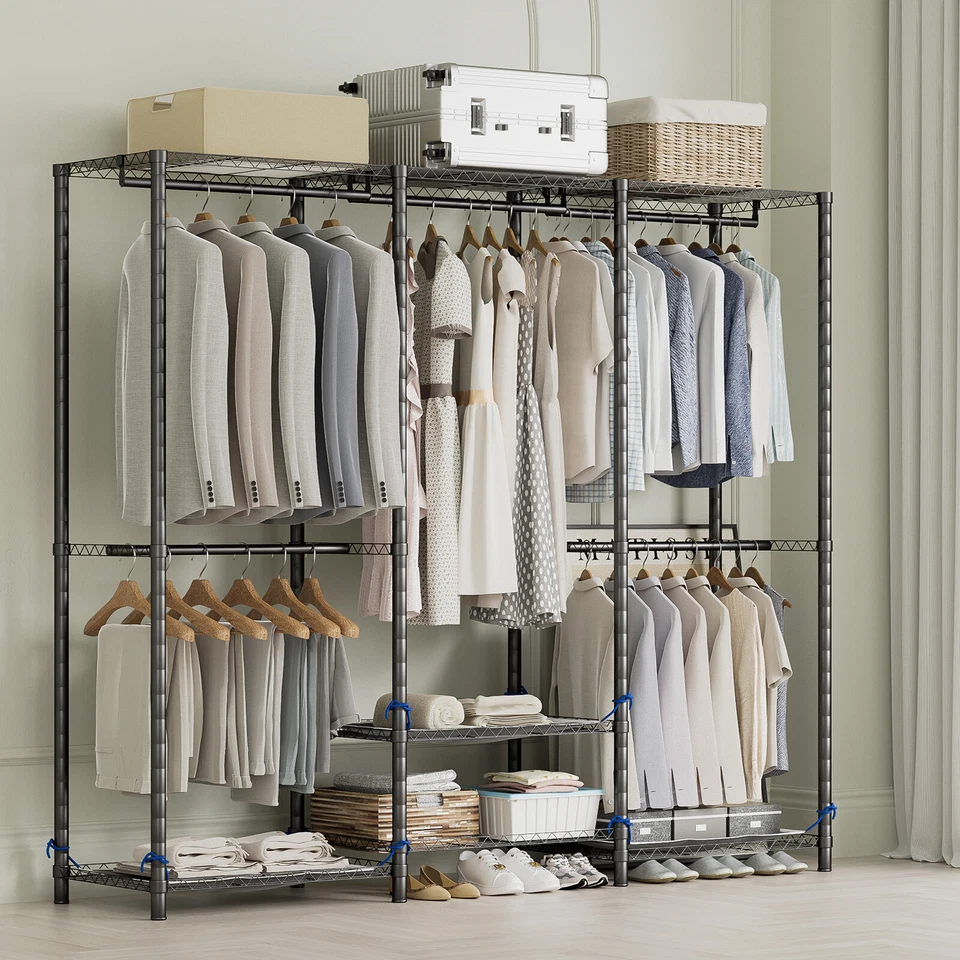 Heavy Duty Garment Rack Clothes Large Metal Closet Organizer System w/ Cover XL - Image 3 of 4