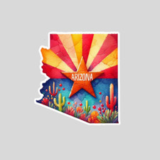 Arizona sticker vinyl decal state outline novelty laptop mug car catus