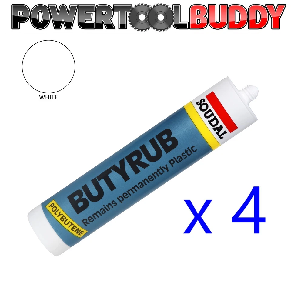 Soudal BUTYRUB Polybutene Based Semi-Setting Masonary Frame Mastic White x 4