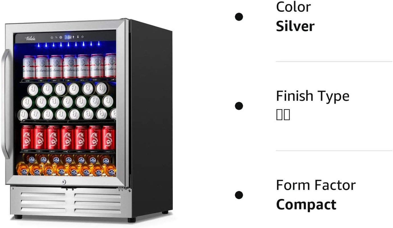 24 Inch Beverage Refrigerator Cooler,210 Cans Wide Beverage and Beer