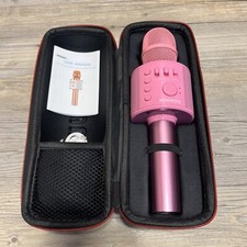 BONAOK Wireless Bluetooth Karaoke Microphone 3 in 1 Portable Mic-Pink