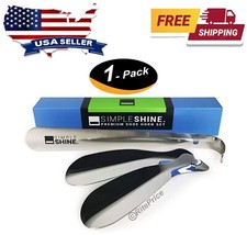 Metal Shoe Horn Professional Heavy Duty Stainless Set Two 7" Short, One 12" Long