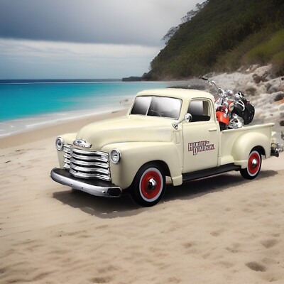 Maisto Harley Davidson 1950 Chevrolet 3100 Pickup With FLSTS
