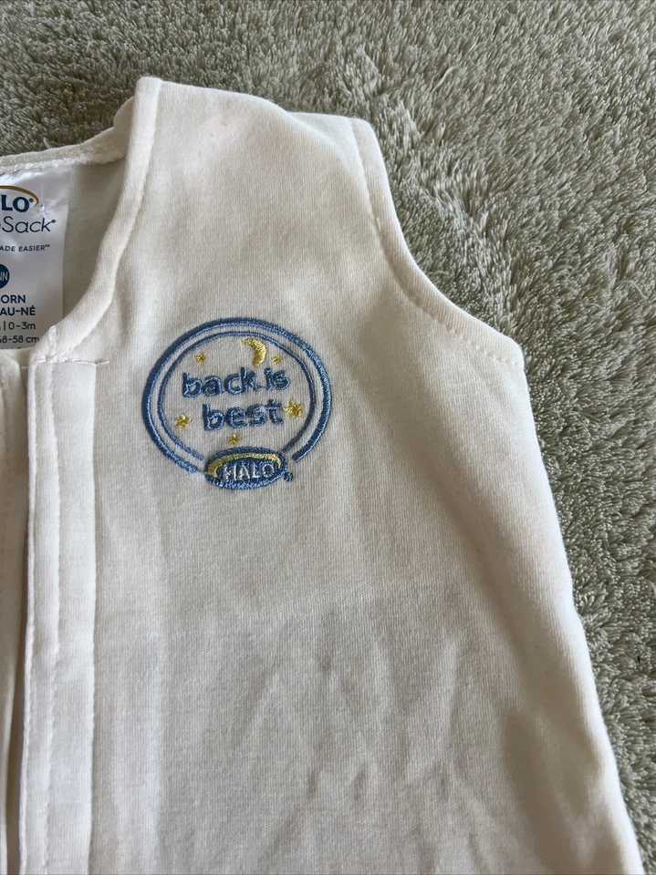 HALO SleepSack Wearable Blanket Boys Beige Blue NEWBORN 0-3 Months 5-10 Lbs - Image 2 of 4