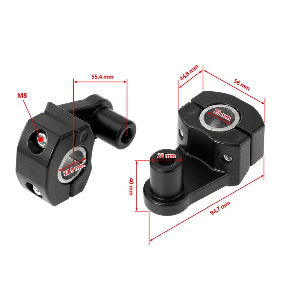 Adaptador de abrazadera de montaje elevador de manillar de motocicleta 22 mm 28 mm para moto todo terreno Foto 2 de 4