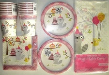 HAPPI WOODLAND Girl - Birthday Party Supply Set Pack Kit for 16