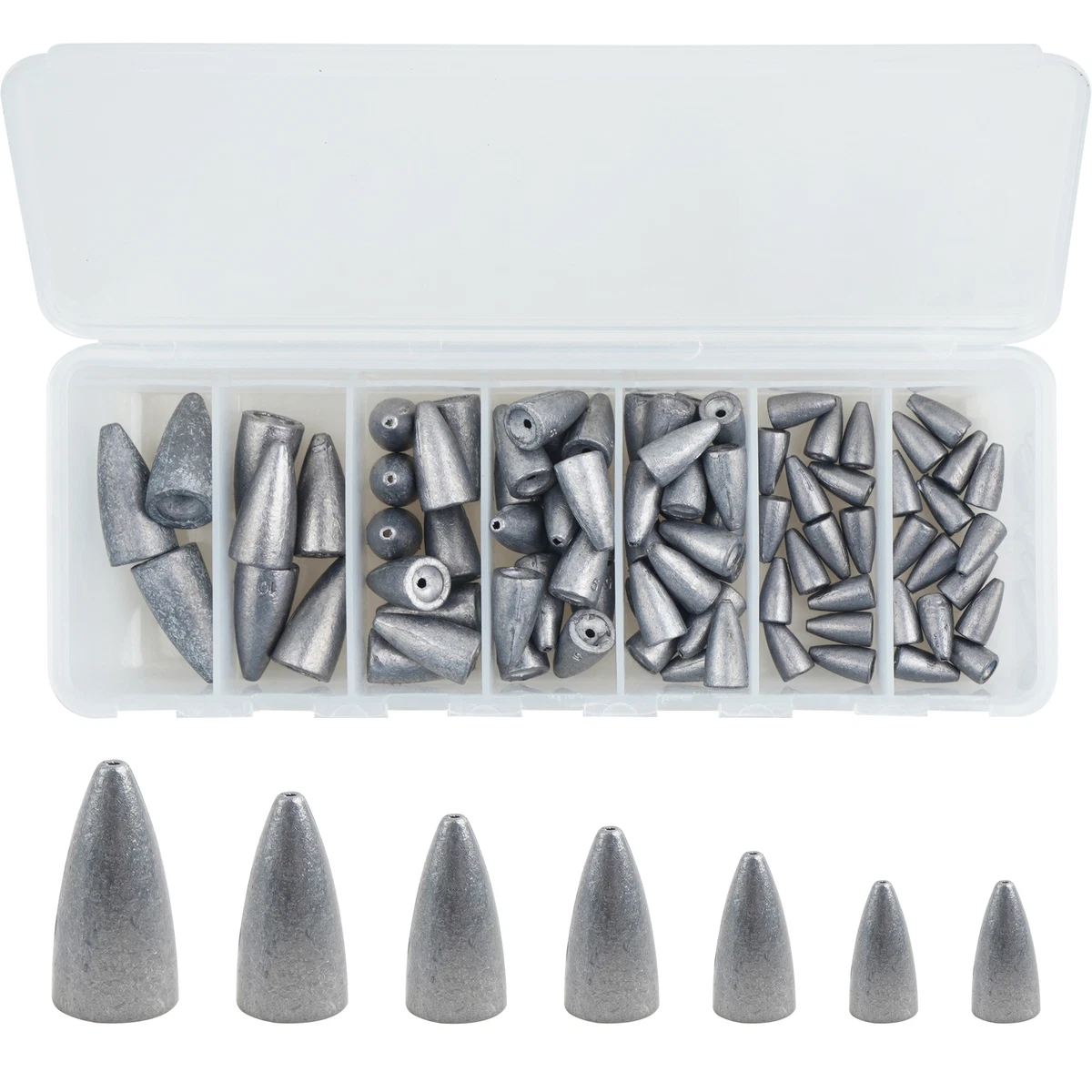 83 Pieces Bullet Fishing Sinkers Weights Kit Lead Sinkers for Saltwater  Fishing