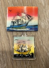 Vintage Lentifcular Vari Vue Sailing Ships The Bounty X2