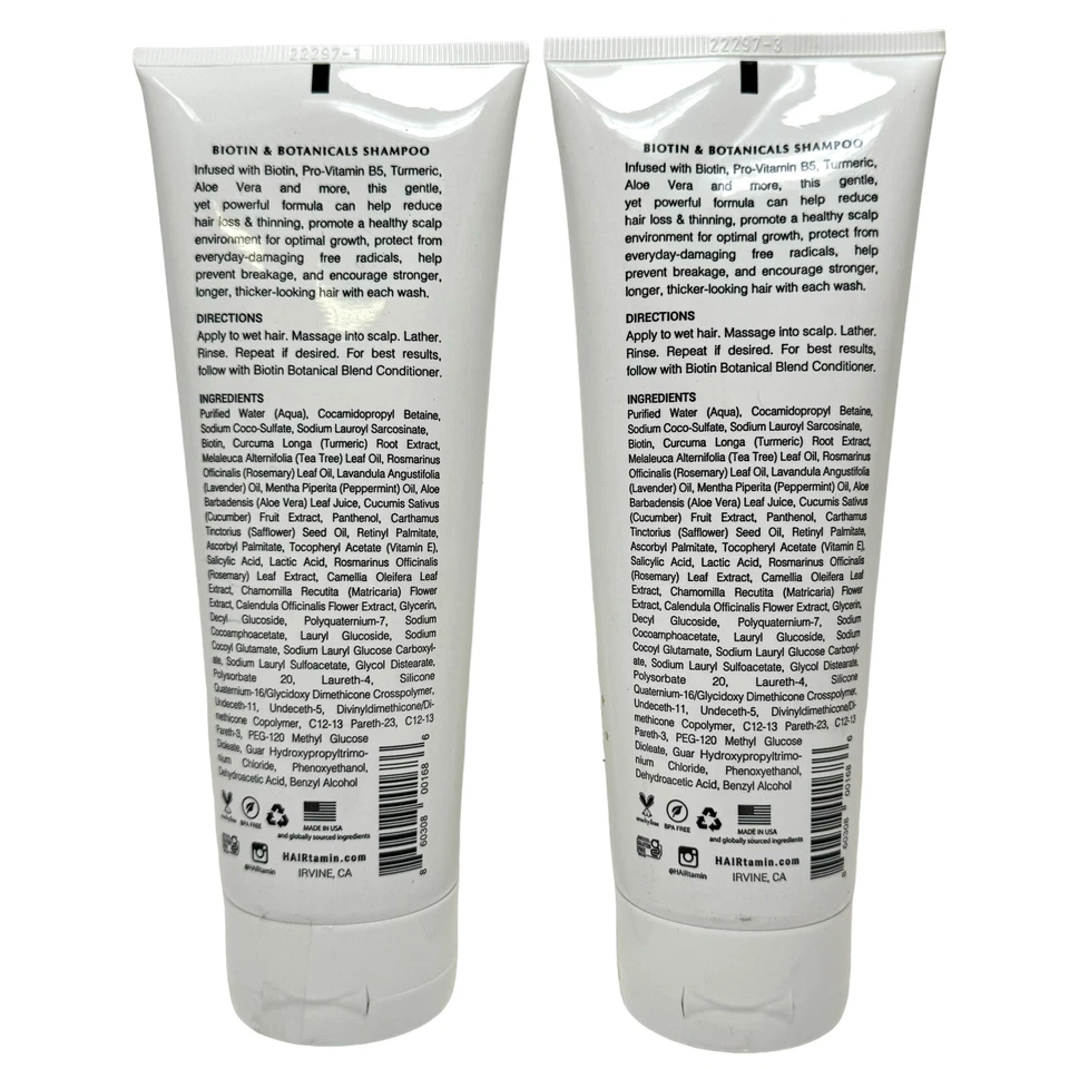 Lote de xampu HAIRtamin biotina tubos de 2 a 7 onças x 2 - Imagem 2 de 4