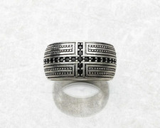 925 Sterling Silver Black Onyx 10mm Wide band Ring sz 7,8,9