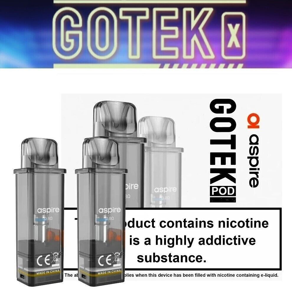 Aspire Gotek X Replacement Pods 0.8 OHM AND 0.6 OHM Pack of 2 -2ML PODS TPD  UK | eBay UK