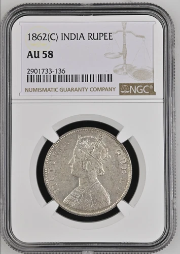 1862(C) British India Silver Rupee [NGC AU58]