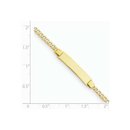 Bracciale oro giallo 14 kt placca incisa 5 mm ID bambino bambini pavè cordino 6" - Foto 4 di 4