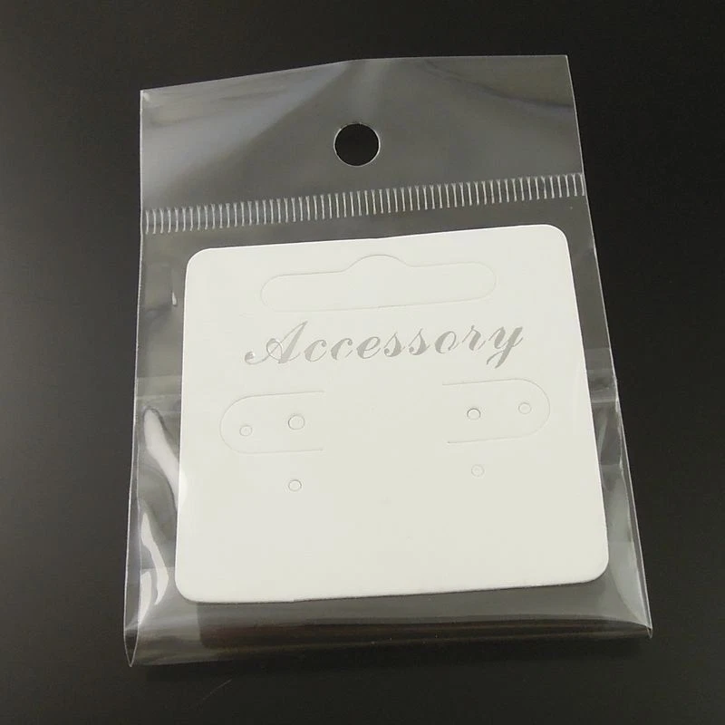 5cm White Paper Cards 100 pcs Jewelry Display Hanging Cards with Bags 12x6cm - Image 3 of 4